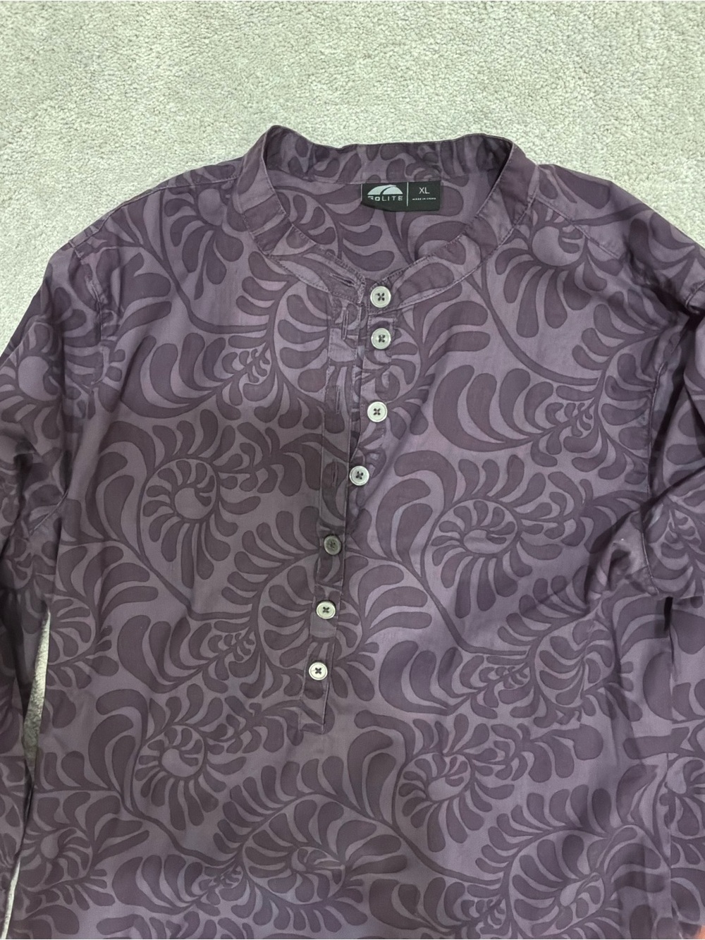 Toulite Women's Purple Long-Sleeve Button Henley Top